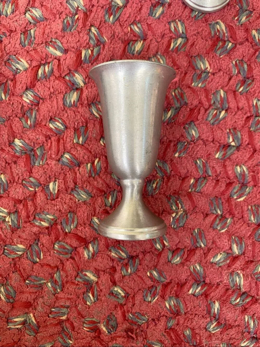 Vintage Pewter shot glass set with round tray